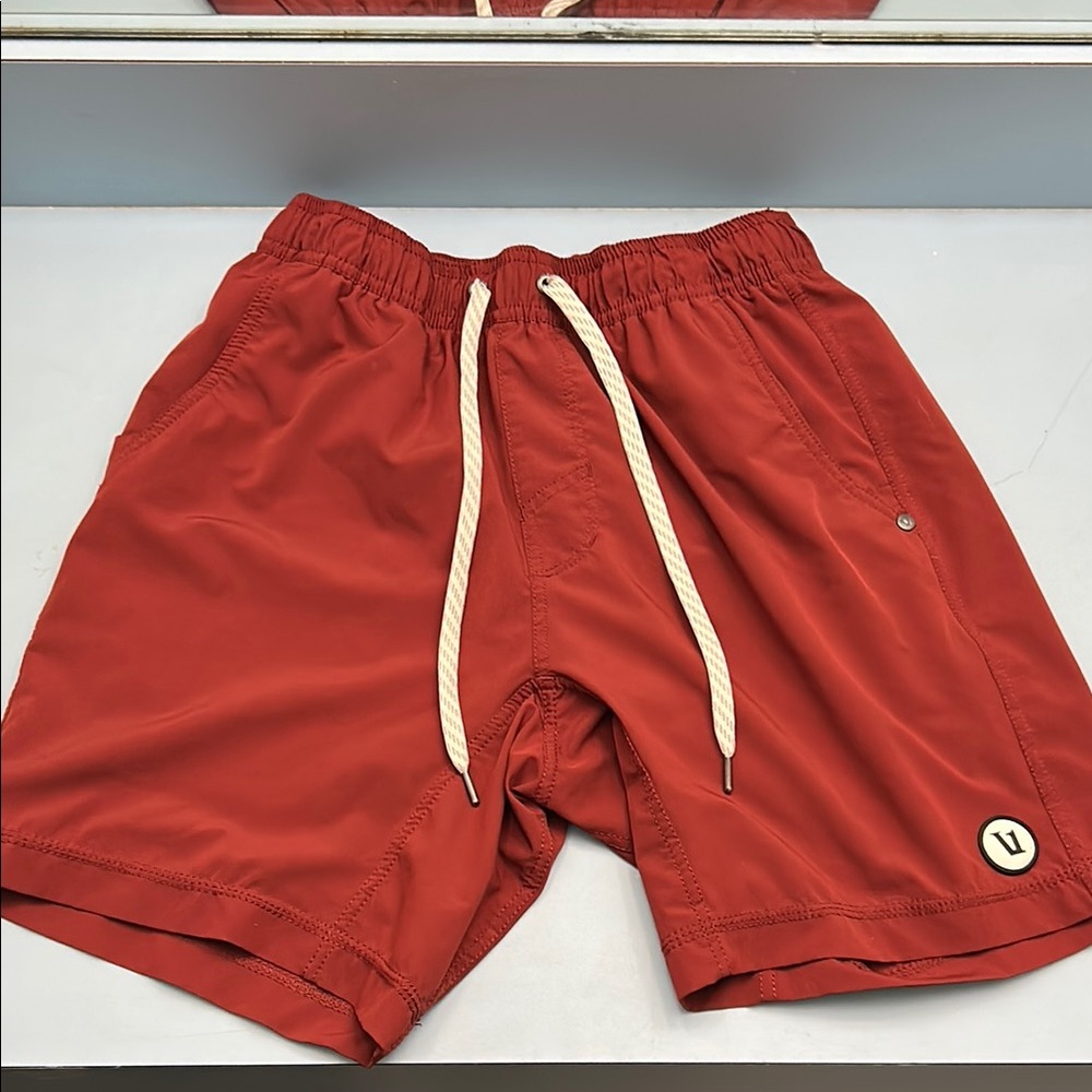 Red Athletic Shorts with Drawstring